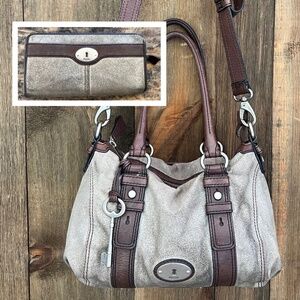 Fossil Maddox Bag and Wallet Silver Metallic